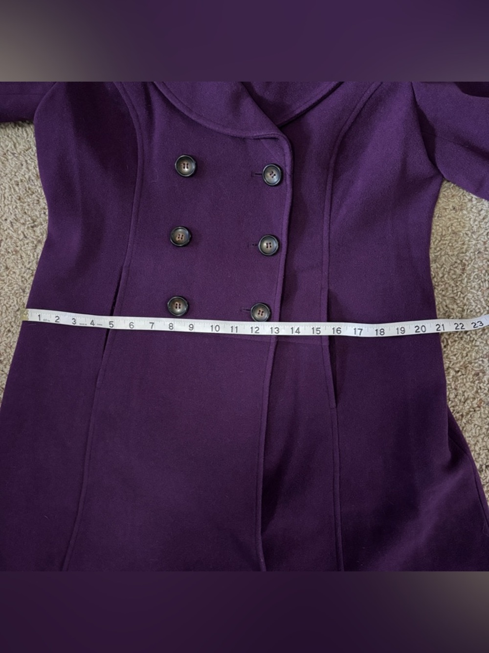 VTG CHADWICKS Purple Double Breasted Wool Blend Coat Womens 10P - Picture 8 of 8